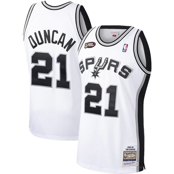 Maillot nba San Antonio Spurs 1998-1999 Homme Tim Duncan 21 Blanc